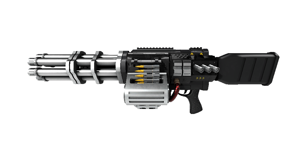 Side view of the Hellfire rapid-fire underwater dart gun.